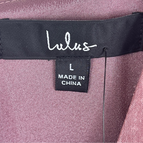 NWT Lulu's Large Wrapped Up in Love Satin Faux-Wrap Short Sleeve Midi Dress - Picture 11 of 15